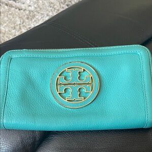 Tory Burch Turquoise Leather Clutch